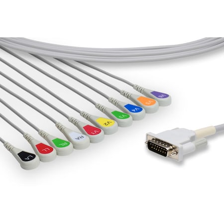 Mortara Burdick Direct-Connect EKG Cable - 10 Leads Snap 150 Cm